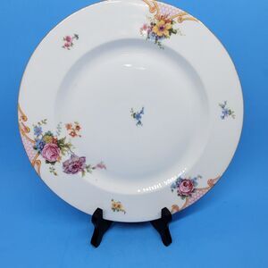 Epiag Czeckhoslovakia 10 1/4"" Bridal Rose Pattern Dinner Plate VGC